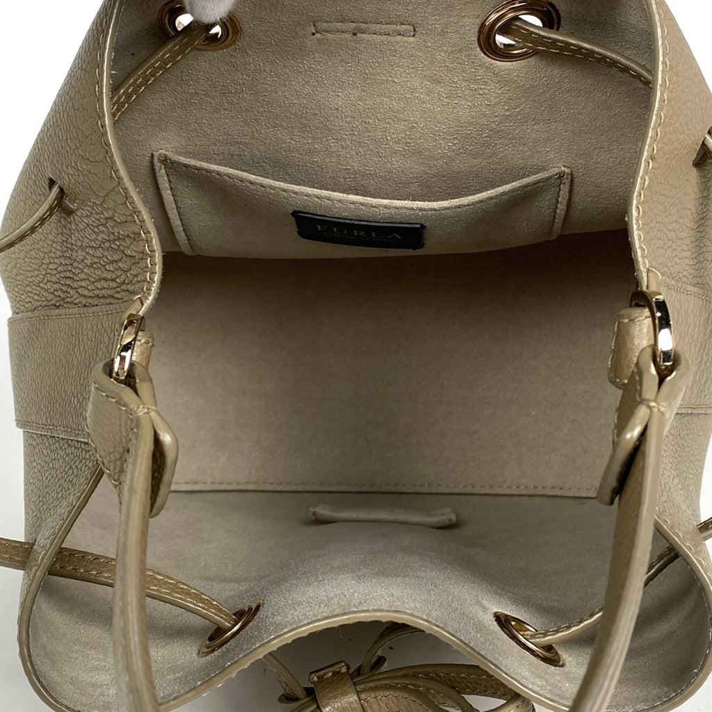 フルラ ロゴ ハンドバッグ 2WAY ショルダーバッグ 巾着型 ハンドバッグ レザー グレージュ レディース 【中古】brbag