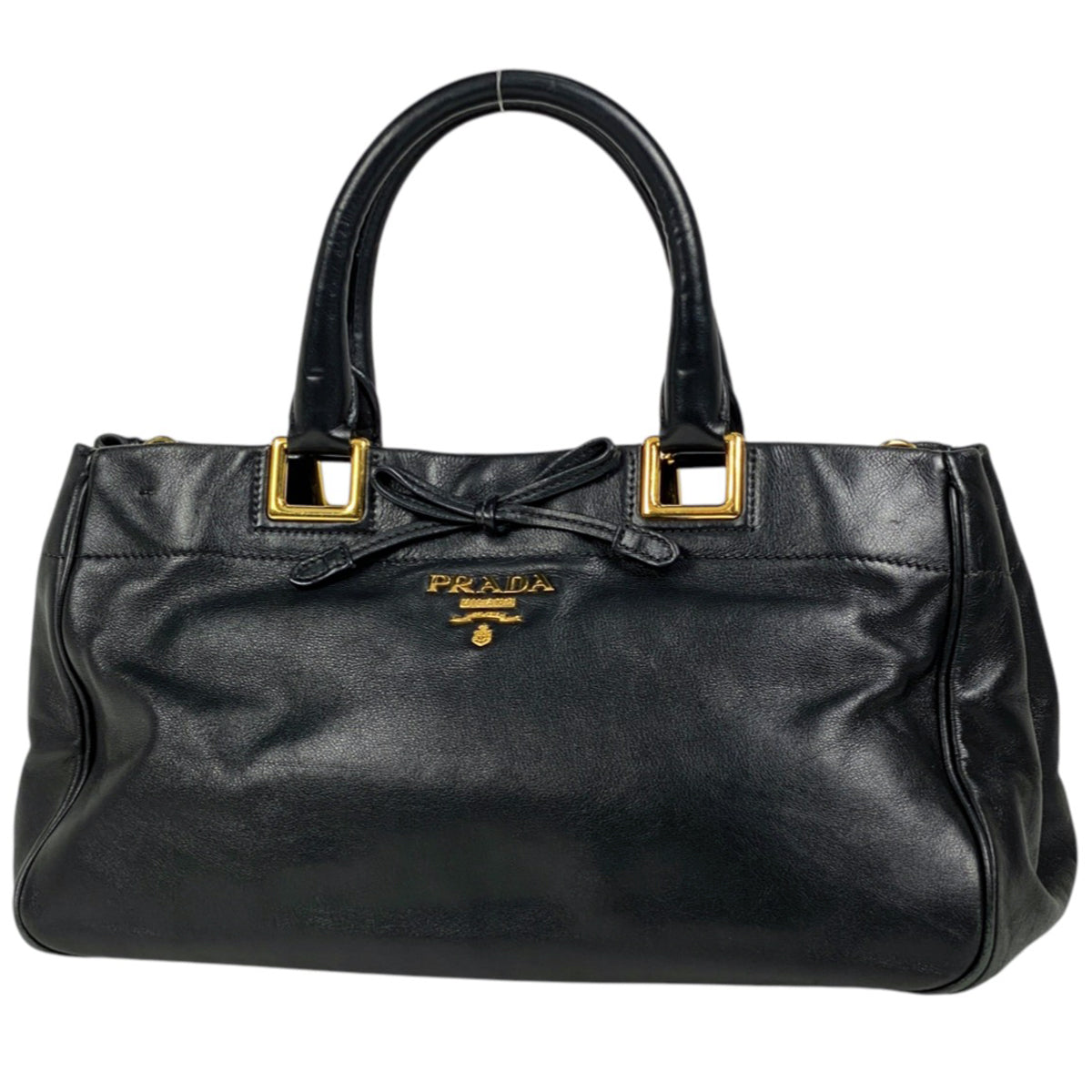 【美品】プラダ ハンドバッグ トートバッグ オールレザー 白 南京錠 ビジネス 極美品/A4可○PRADA プラダ メンズ トートバッグ ビジネス