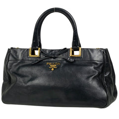 プラダ ロゴ ハンドバッグ 2WAY ショルダーバッグ リボン ハンドバッグ レザー ネロ(ブラック) レディース 【中古】brbag