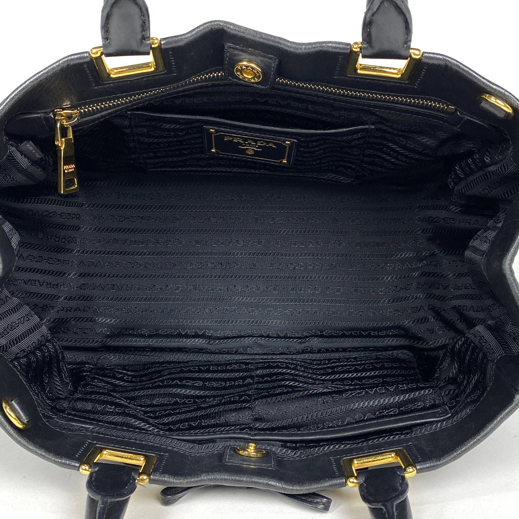 プラダ ロゴ ハンドバッグ 2WAY ショルダーバッグ リボン ハンドバッグ レザー ネロ(ブラック) レディース 【中古】brbag