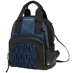 ミュウ ミュウ ロゴ リュックサック マテラッセ デイバッグ バックパック リュック デニム ブラック ブルー レディース 【中古】brbag