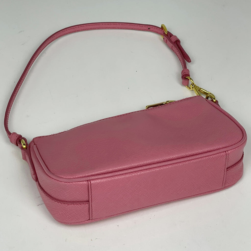 プラダ ロゴ アクセサリーポーチ ハンドバッグ アクセサリーポーチ サフィアーノレザー ピンク レディース 【中古】brbag