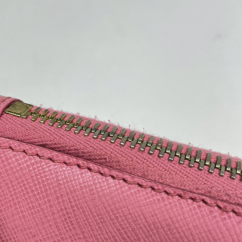 プラダ ロゴ アクセサリーポーチ ハンドバッグ アクセサリーポーチ サフィアーノレザー ピンク レディース 【中古】brbag