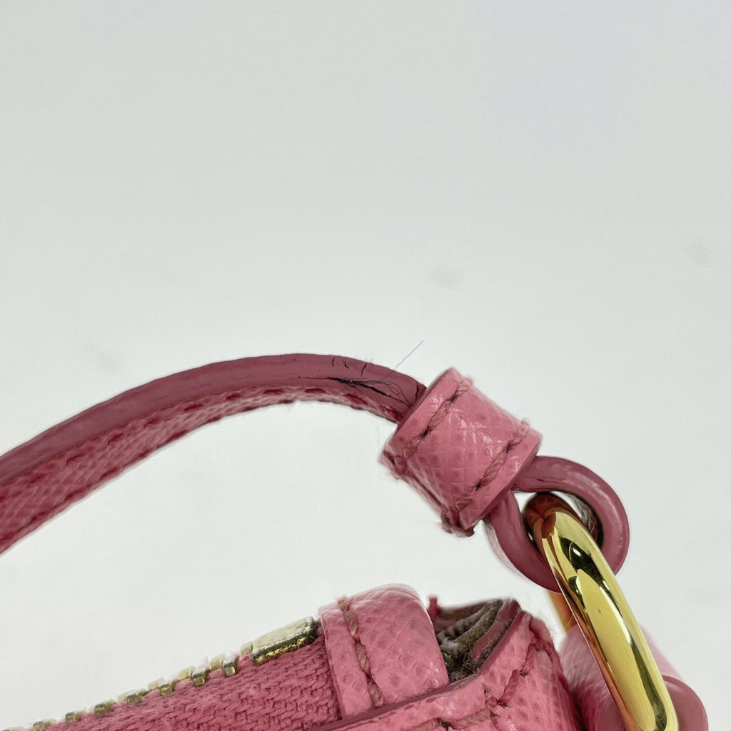 プラダ ロゴ アクセサリーポーチ ハンドバッグ アクセサリーポーチ サフィアーノレザー ピンク レディース 【中古】brbag