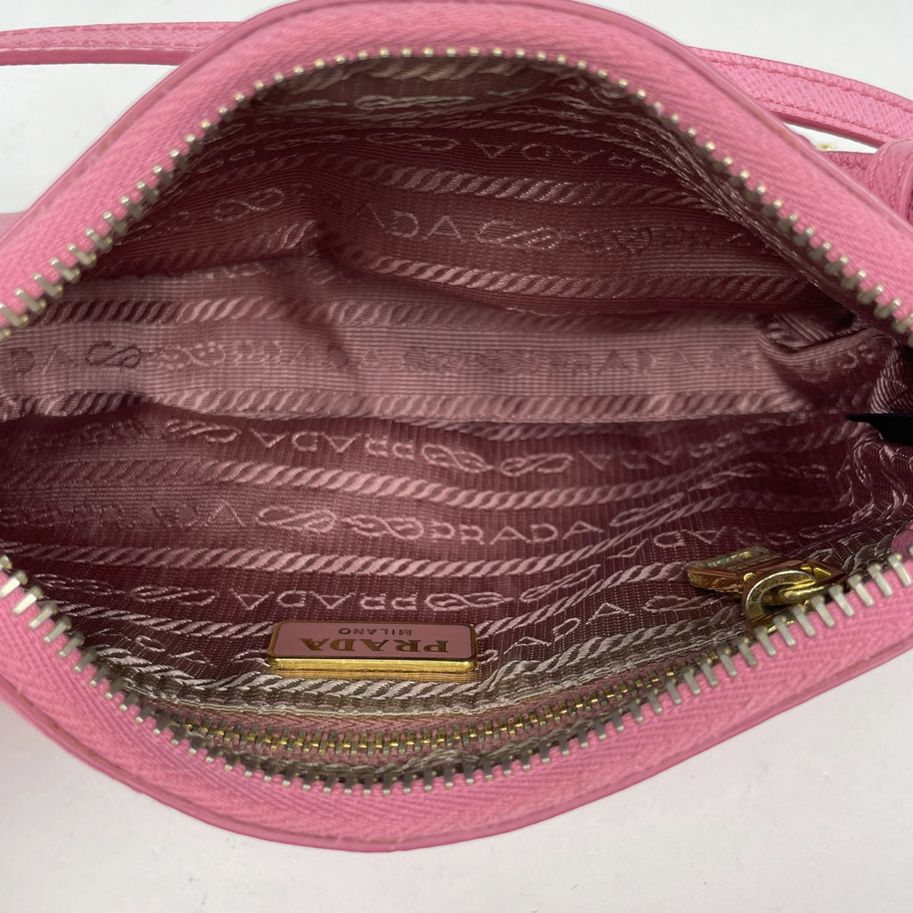 プラダ ロゴ アクセサリーポーチ ハンドバッグ アクセサリーポーチ サフィアーノレザー ピンク レディース 【中古】brbag