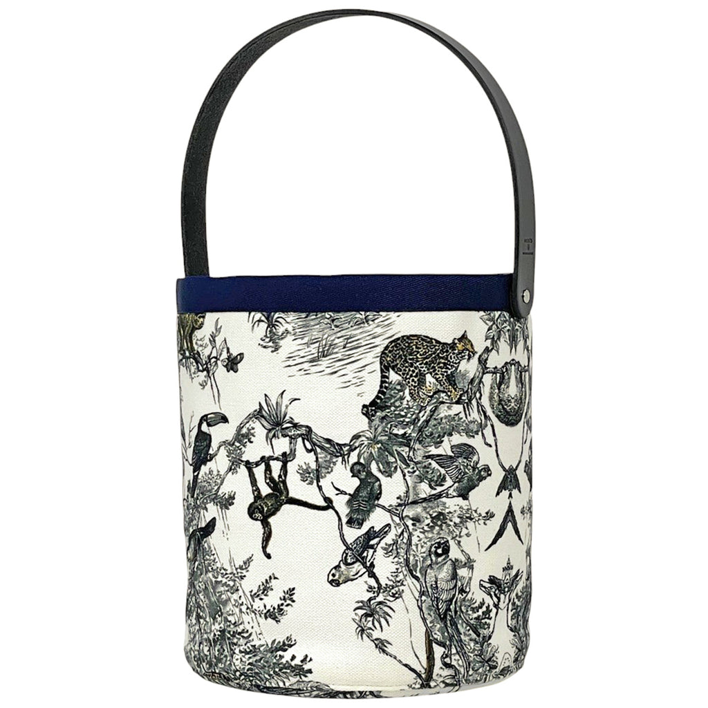 エルメス プティ アッシュ ソー スモール アニマル柄 ハンドバッグ キャンバス ホワイト ブラック レディース 【中古】brbag