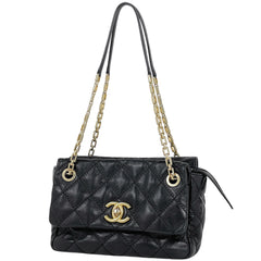 シャネル ココマーク チェーン ショルダーバッグ ワイルドステッチ ショルダーバッグ レザー ブラック レディース 【中古】brbag
