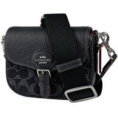 コーチ アメリア スモール サドル バッグ シグネチャー ロゴ ショルダーバッグ デニム ブラック CQ187 レディース 【中古】 brbag