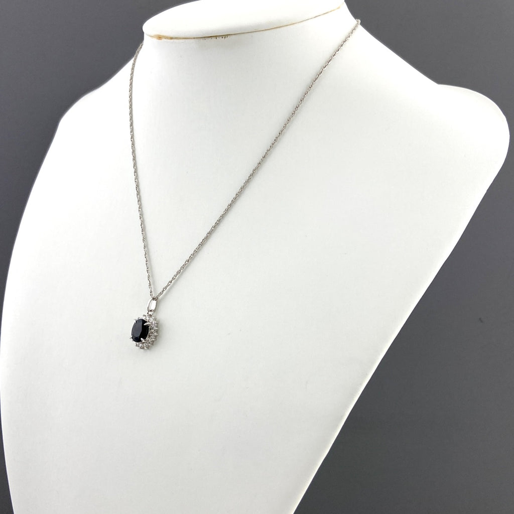 サファイア デザインネックレス プラチナ ペンダント メレダイヤ ネックレス Pt900 Pt850 サファイア レディース 【中古】nbjwl