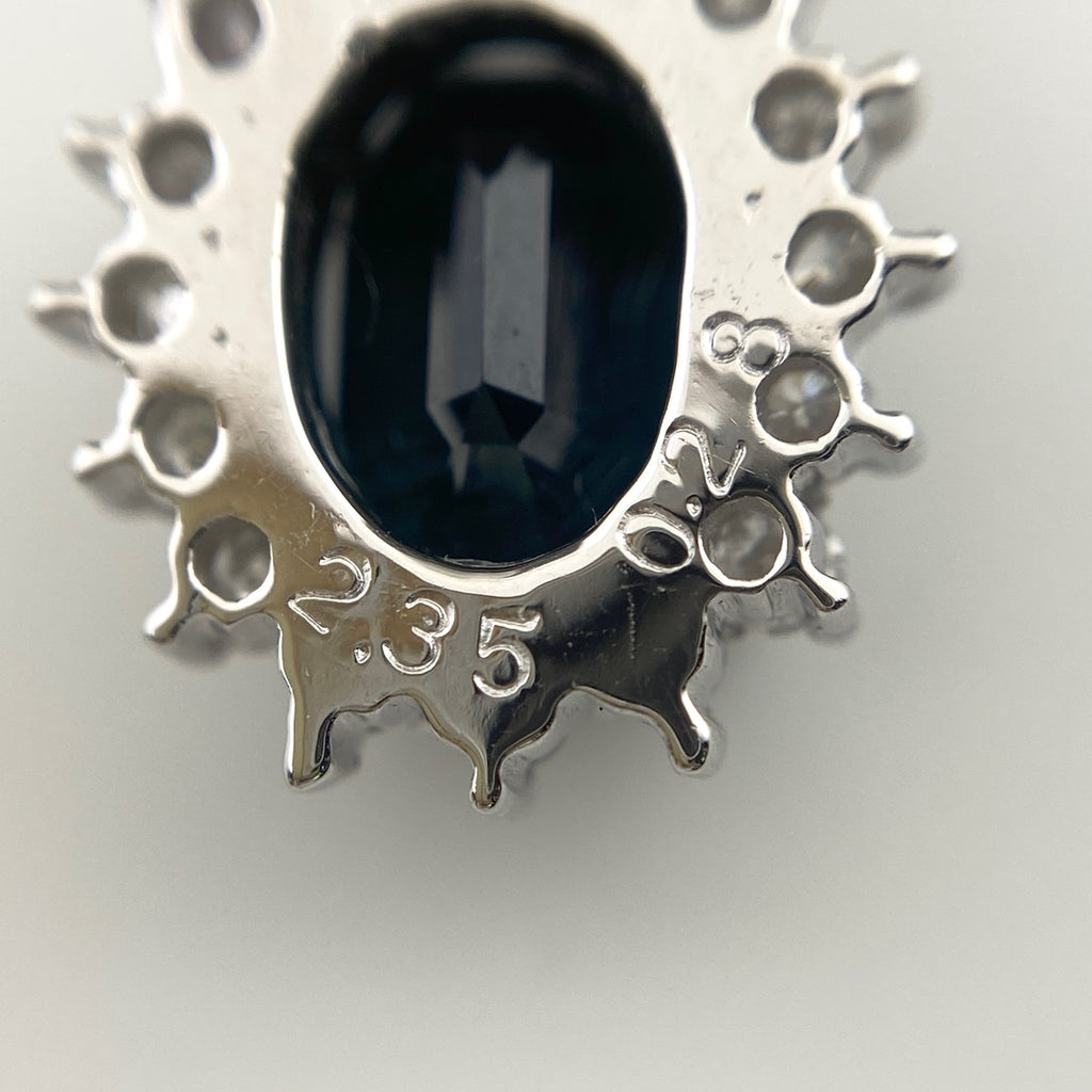 サファイア デザインネックレス プラチナ ペンダント メレダイヤ ネックレス Pt900 Pt850 サファイア レディース 【中古】nbjwl