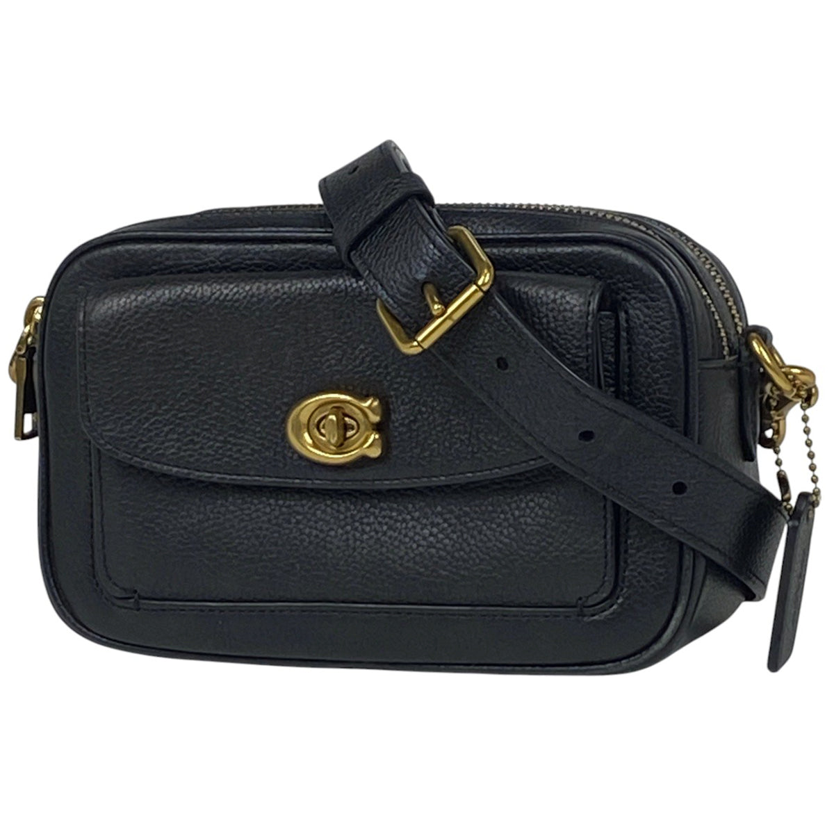 美品】coach ブラックロゴパターン ショルダーバッグ