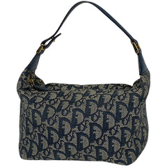 クリスチャンディオール トロッター柄 ポーチ ハンドバッグ 小物入れ 化粧ポーチ キャンバス ブルー レディース 【中古】 brbag