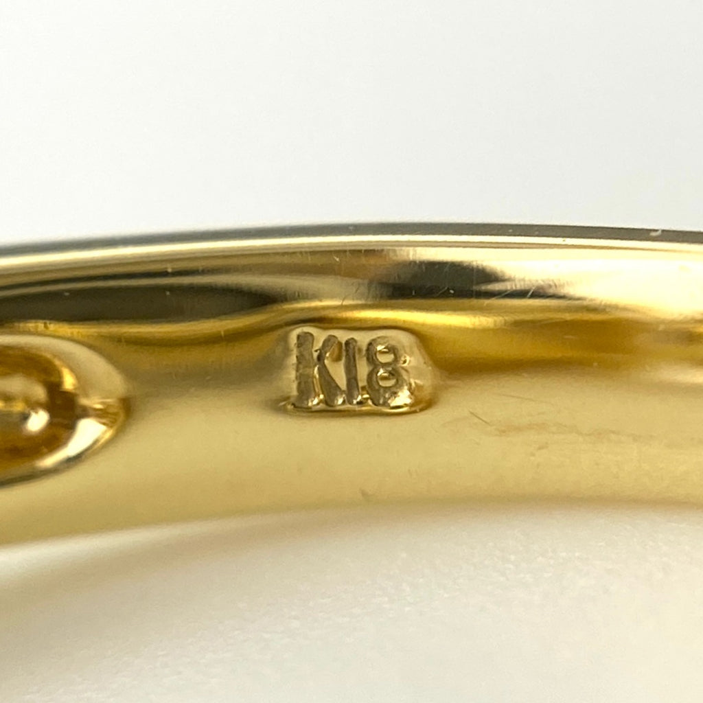 パール デザインリング YG イエローゴールド 指輪 メレダイヤ 真珠 リング 9号 K18 パール ダイヤモンド レディース 【中古】nbjwl