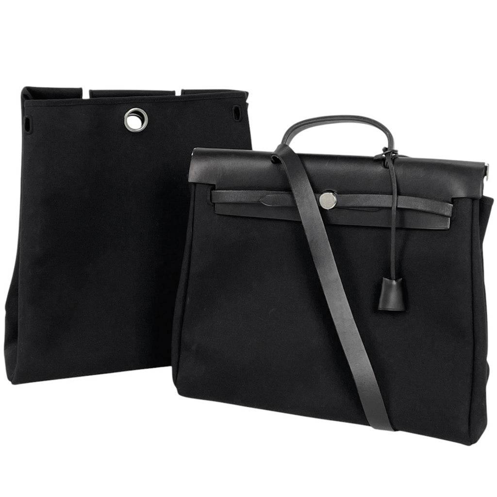 【在庫一掃】 エルメス エールバッグ MM 2WAY ショルダーバッグ ハンドバッグ トワルオフィシエ ブラック □H レディース 【中古】 brbag