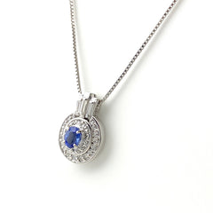 サファイア デザインネックレス プラチナ ペンダント メレダイヤ ネックレス Pt900 Pt850 サファイア レディース 【中古】nbjwl
