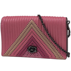 【在庫一掃】 コーチ フォルドオーバー ショルダーバッグ 2WAY クラッチバッグ スタッズ キルティング ショルダーバッグ レザー ピンク 27091 レディース 【中古】brbag