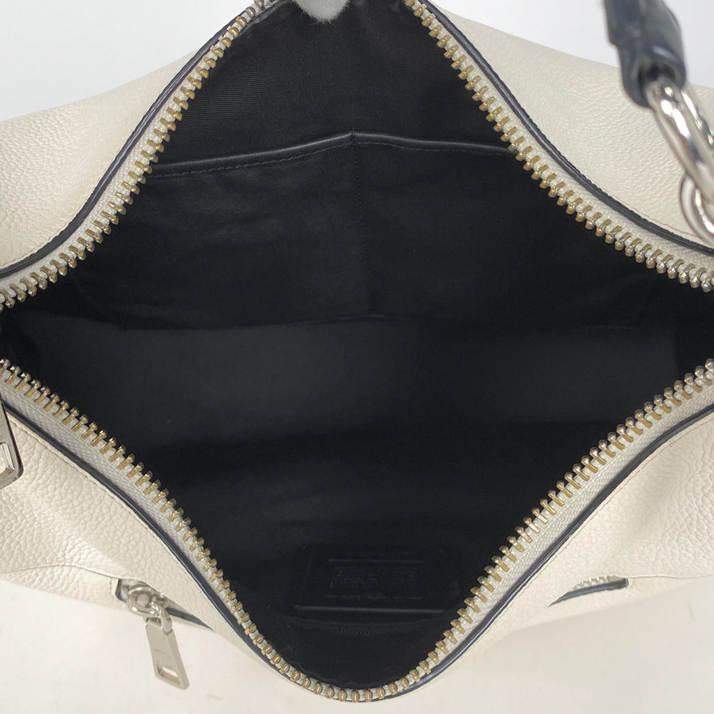コーチ ロゴ ハンドバッグ 2WAY ショルダーバッグ ハンドバッグ レザー アイボリー ブラック F57503 レディース 【中古】 brbag