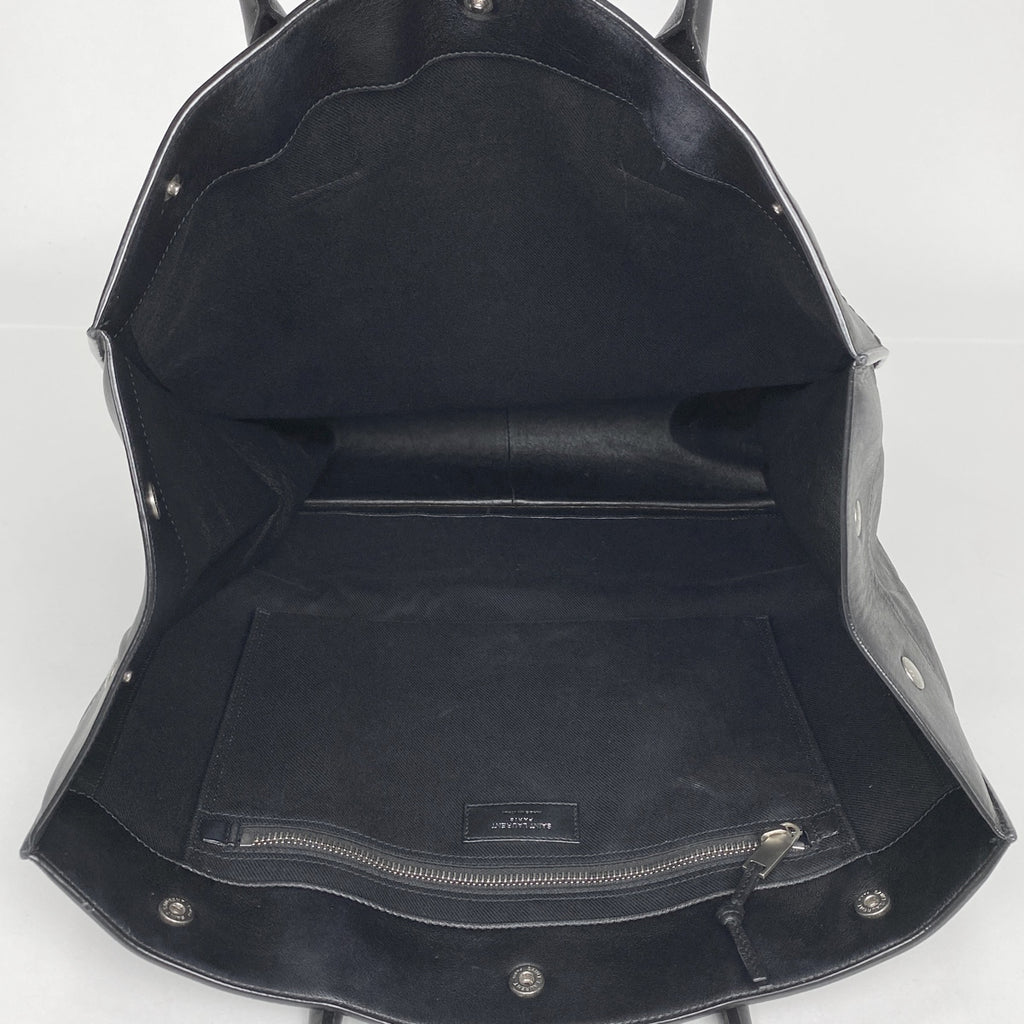サンローラン リヴ ゴーシュ トートバッグ ロゴ ハンドバッグ トートバッグ レザー ブラック 66397 レディース 【中古】brbag