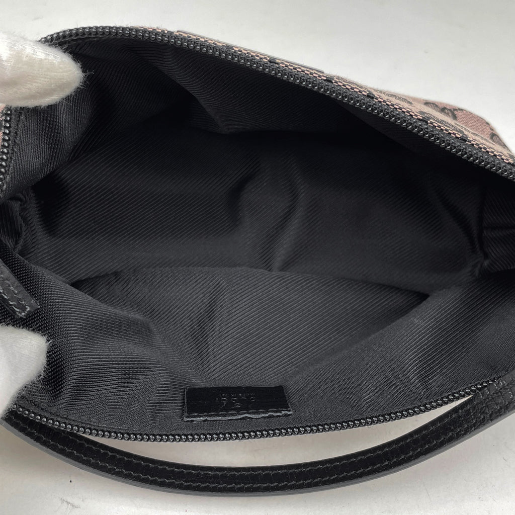 グッチ GG柄 ハンドバッグ ポーチ アクセサリーポーチ GGキャンバス ブラウン ブラック 07198 レディース 【中古】brbag