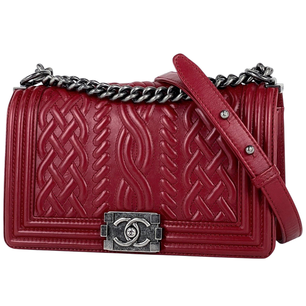 シャネル ボーイシャネル チェーン ショルダーバッグ ココマーク ショルダーバッグ レザー レッド レディース 【中古】brbag