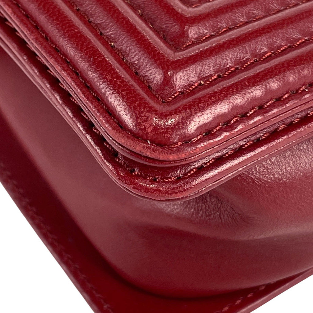 シャネル ボーイシャネル チェーン ショルダーバッグ ココマーク ショルダーバッグ レザー レッド レディース 【中古】brbag