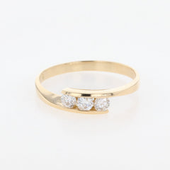 メレダイヤ デザインリング YG イエローゴールド 指輪 リング 11号 K18 ダイヤモンド レディース 【中古】nbjwl