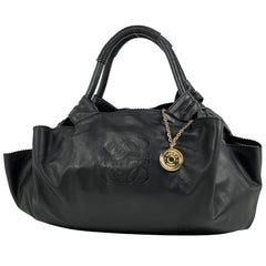 ロエベ ナッパアイレ アナグラム ハンドバッグ レザー ブラック レディース 【中古】brbag
