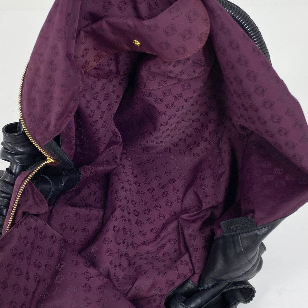ロエベ ナッパアイレ アナグラム ハンドバッグ レザー ブラック レディース 【中古】brbag