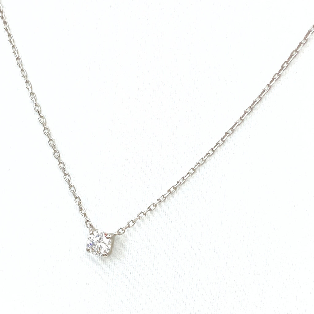4°C メレダイヤ デザインネックレス プラチナ ペンダント 1Pダイヤ ネックレス Pt850 ダイヤモンド レディース 【中古】brjwl