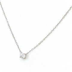 4°C メレダイヤ デザインネックレス プラチナ ペンダント 1Pダイヤ ネックレス Pt850 ダイヤモンド レディース 【中古】brjwl