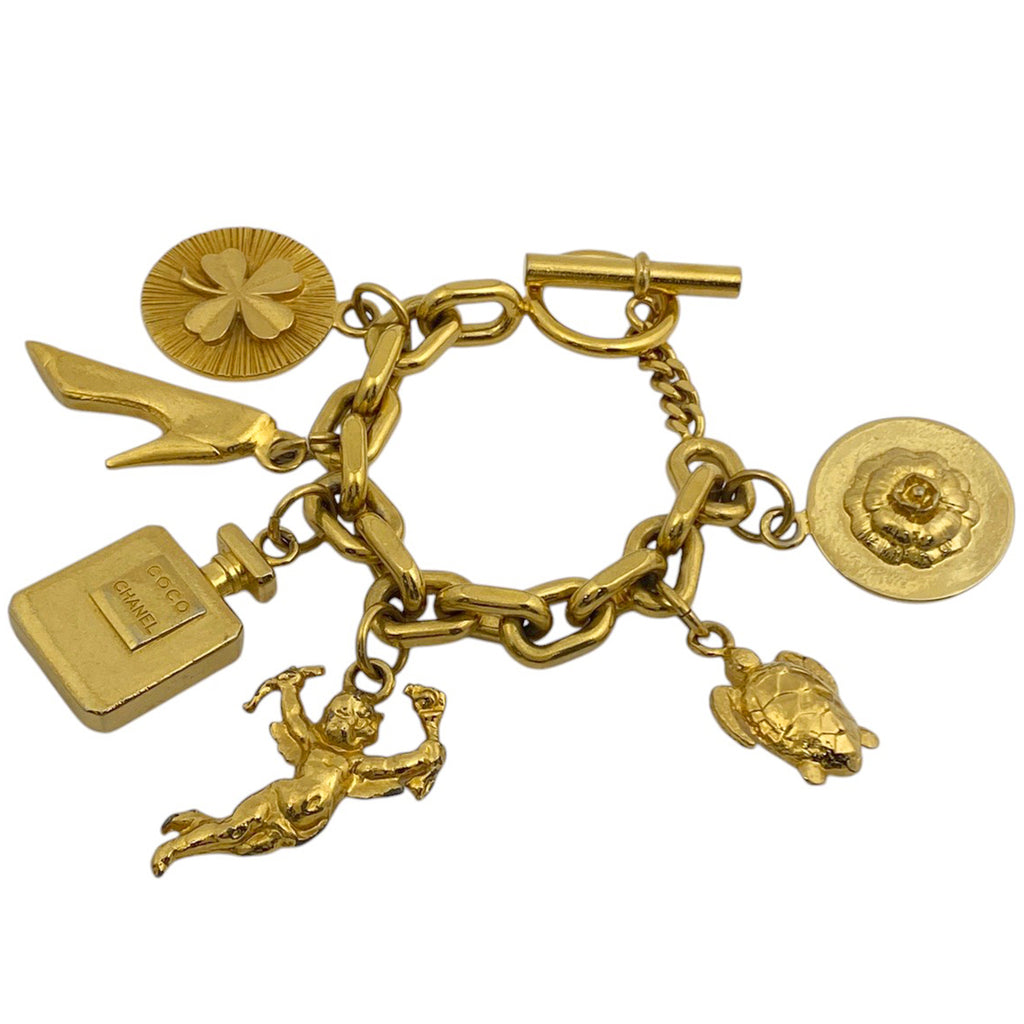 シャネル アイコン ブレスレット クローバー ヒール カメリア ブレスレット GP ゴールド レディース 【中古】 bracc