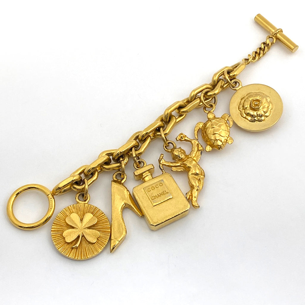 シャネル アイコン ブレスレット クローバー ヒール カメリア ブレスレット GP ゴールド レディース 【中古】 bracc