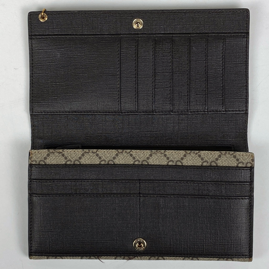 GUCCI グッチ 二つ折り財布 シマレザー カードケース 総柄 ブラック