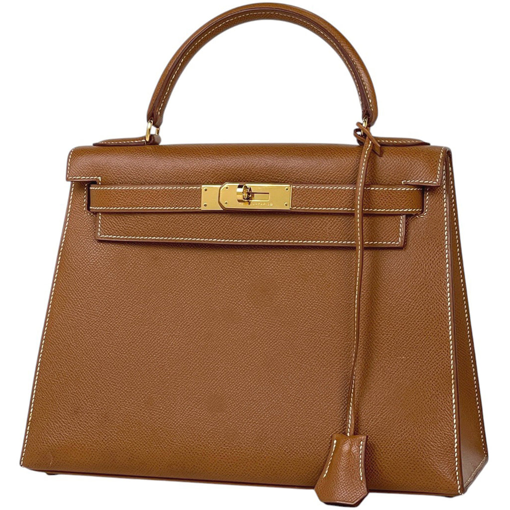 エルメス ケリー 28 外縫い 2WAY ショルダーバッグ ハンドバッグ クシュベル ゴールド 〇X レディース 【中古】 brbag