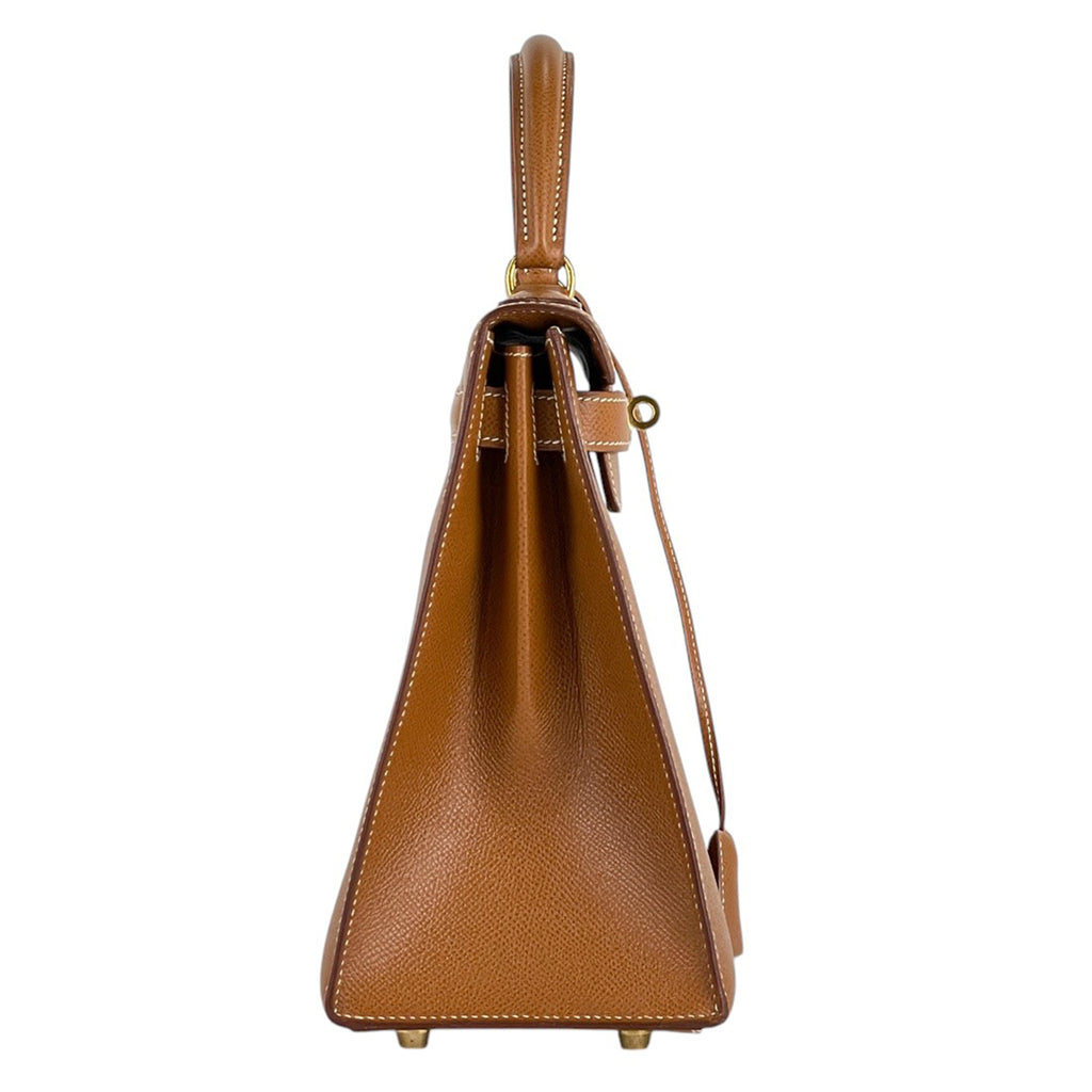 エルメス ケリー 28 外縫い 2WAY ショルダーバッグ ハンドバッグ クシュベル ゴールド 〇X レディース 【中古】 brbag
