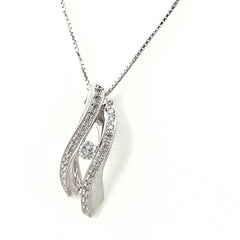 メレダイヤ デザインネックレス WG ホワイトゴールド ペンダント ネックレス K18 WG ダイヤモンド レディース 【中古】nbjwl