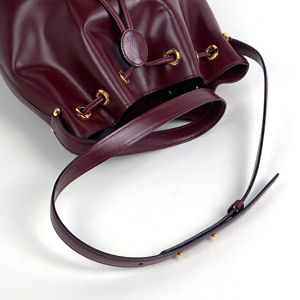 カルティエ マストライン ショルダーバッグ 巾着型 ショルダーバッグ レザー ボルドー レディース 【中古】brbag