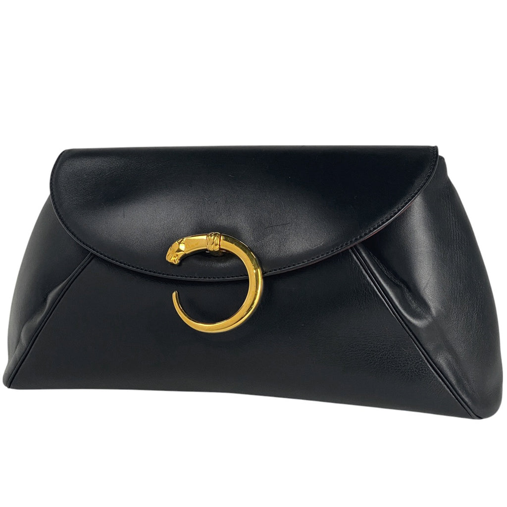 カルティエ パンテール クラシック 豹 クラッチバッグ レザー ブラック レディース 【中古】brbag