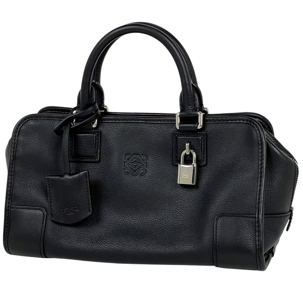 ロエベ アマソナ 28 アナグラム ロゴ ハンドバッグ レザー ブラック レディース 【中古】 brbag