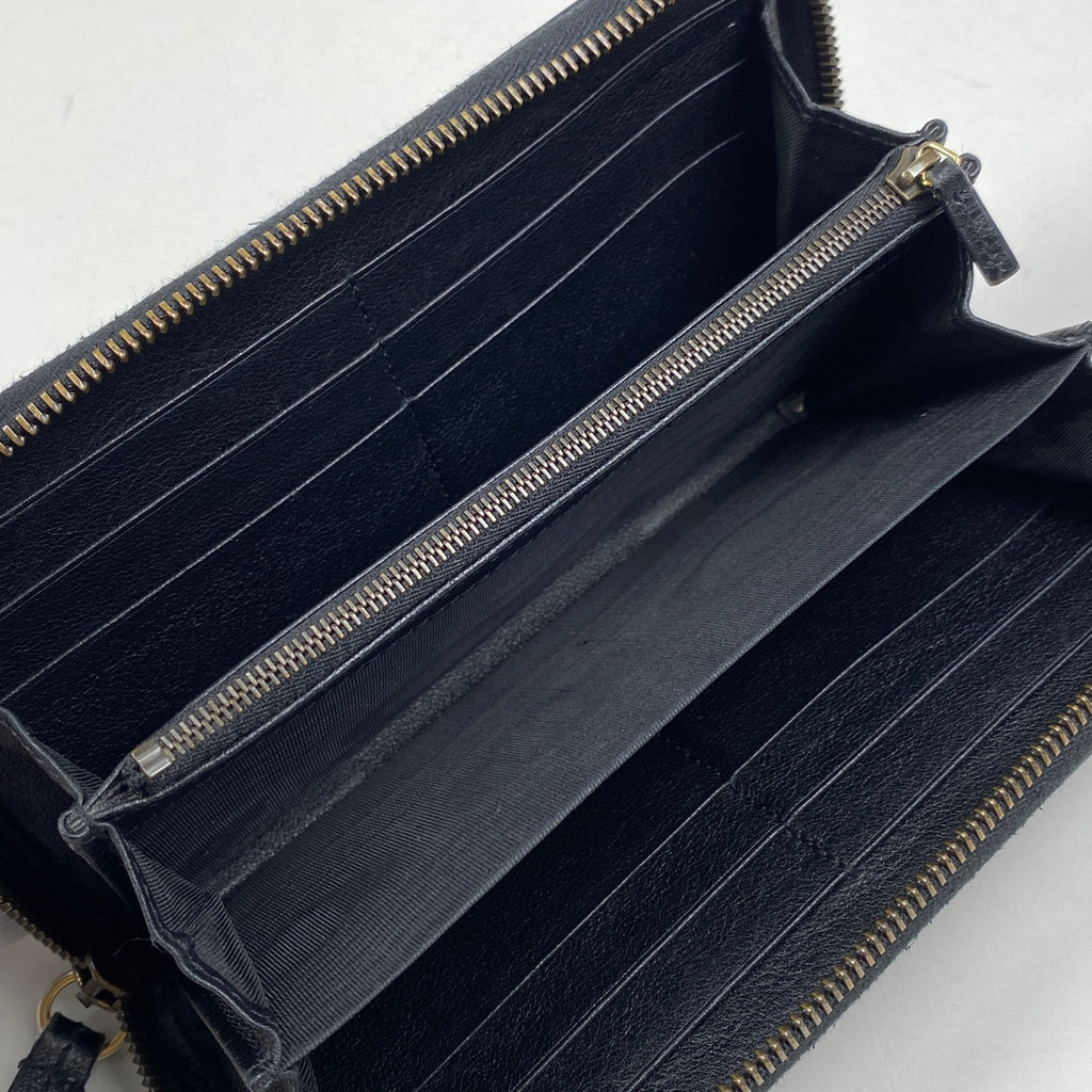 グッチ ダイアナ ラウンドファスナー 長財布 ダブルG ラウンドジップ 長財布 レザー ブラック 658634 レディース 【中古】 brbag