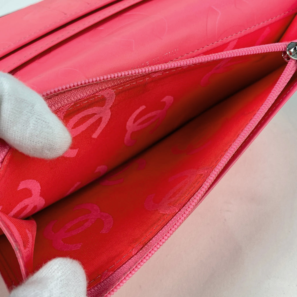 シャネル カンボンライン 二つ折り長財布 ココマーク 長財布 レザー ブラック ホワイト レディース 【中古】brbag