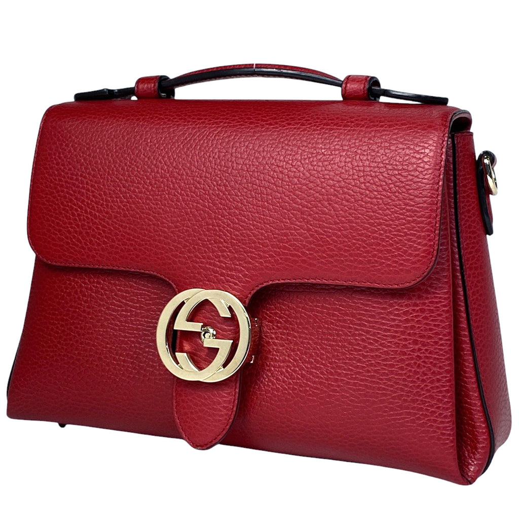 グッチ インターロッキングG ハンドバッグ 2WAY ショルダーバッグ ハンドバッグ レザー レッド 510302 レディース 【中古】brbag