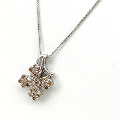 フラワーモチーフ デザインネックレス WG ホワイトゴールド ペンダント 花 ネックレス K18 WG ダイヤモンド レディース 【中古】nbjwl