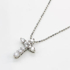 クロスモチーフ ネックレス プラチナ ペンダント メレダイヤ ネックレス Pt900 Pt850 ダイヤモンド レディース 【中古】 
 ラッピング可