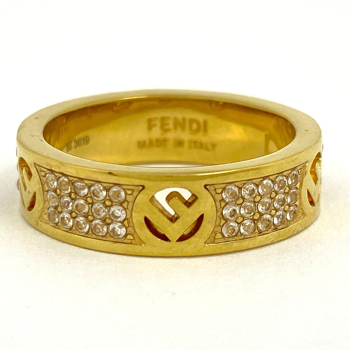 在庫一掃】 フェンディ エフイズ リング ラインストーン リング 17号