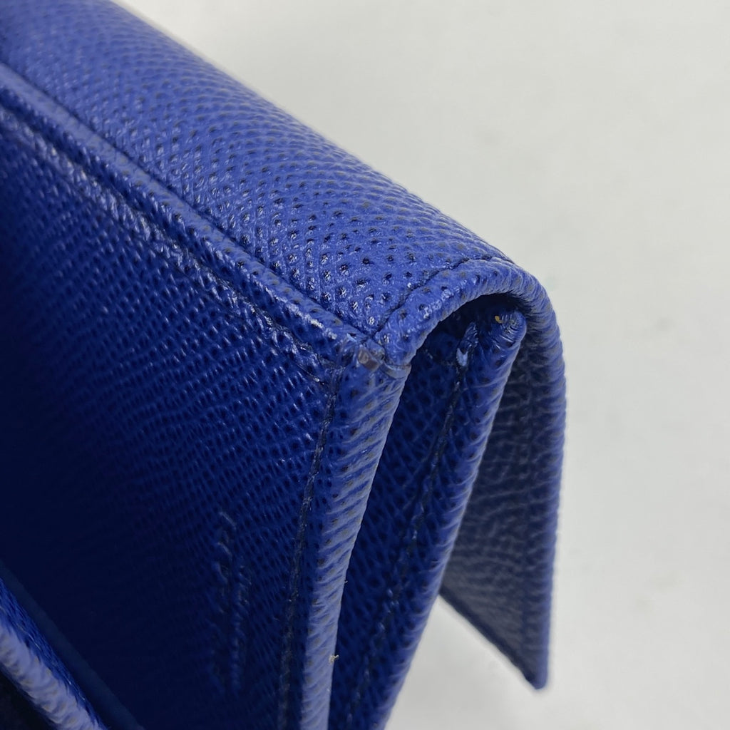 ブルガリ ロゴクリップ 二つ折り 長財布 札入れ 小銭入れ 長財布 レザー ブルー レディース 【中古】 brbag