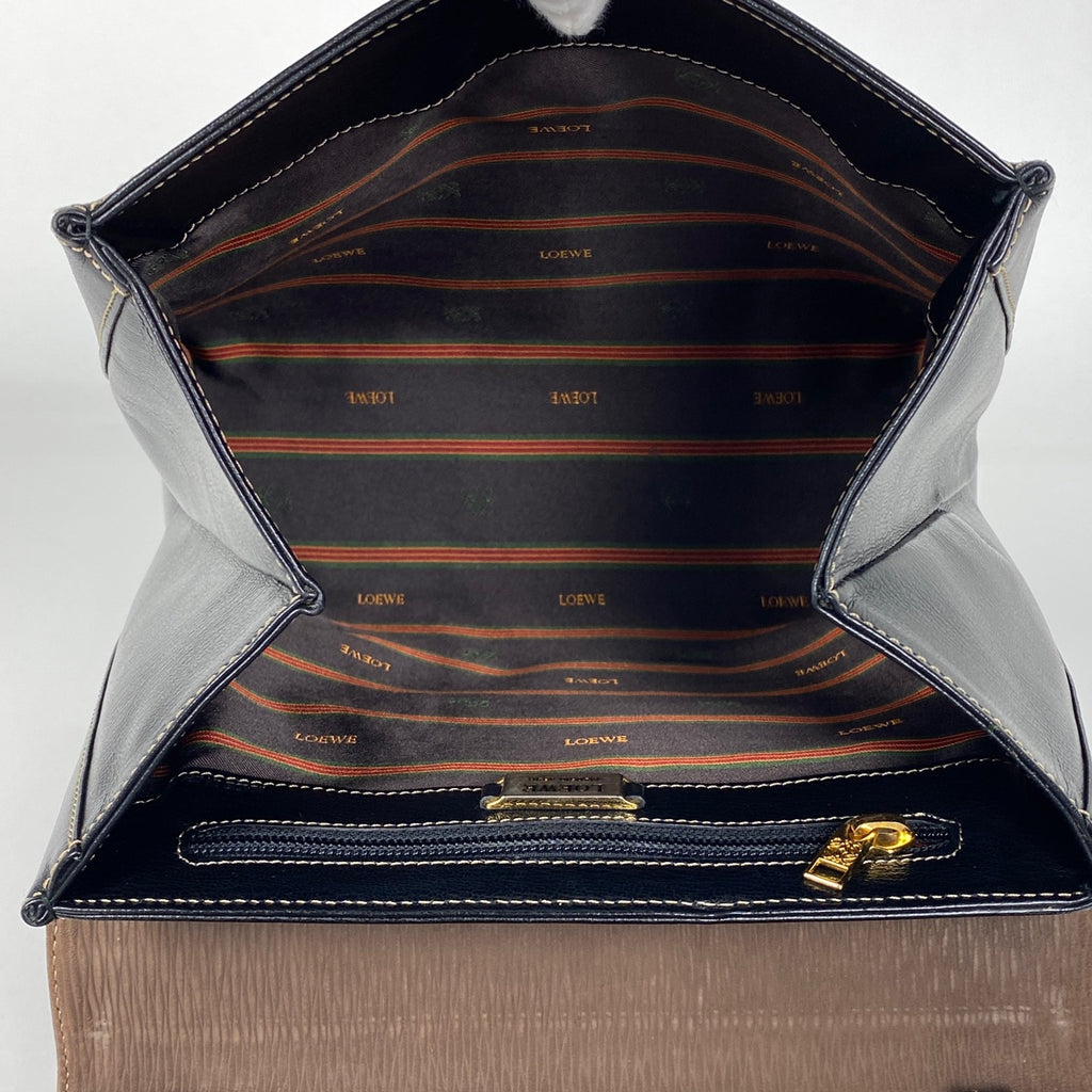 ロエベ ベラスケス ハンドバッグ ロゴ ハンドバッグ レザー ブラック ブラウン レディース 【中古】 brbag