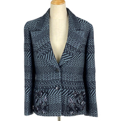 シャネル ココマークボタン テーラードジャケット P16214 スパンコール 00A アウター テーラードジャケット ウール ブラック ブルー レディース 【中古】brapp