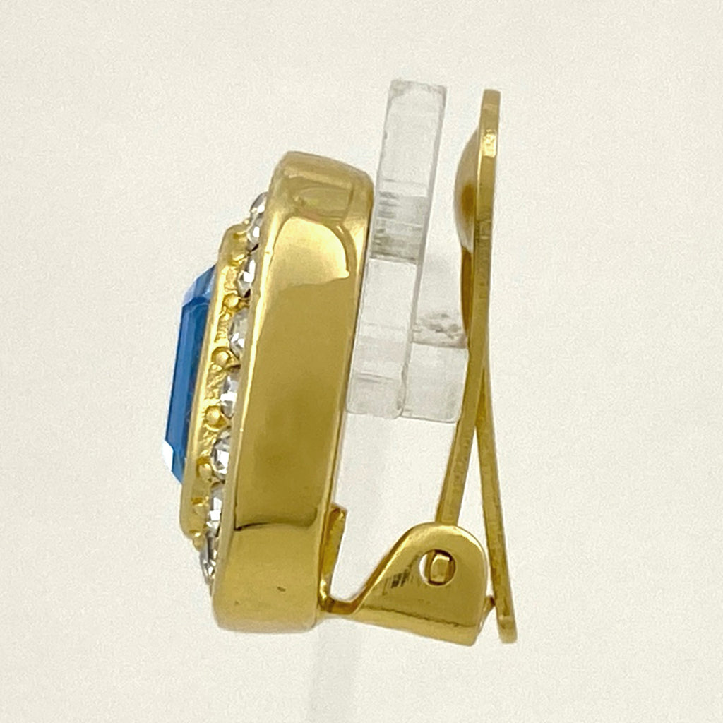 クリスチャンディオール ラインストーン デザイン イヤリング イヤリング GP ゴールド ブルー レディース 【中古】 bracc