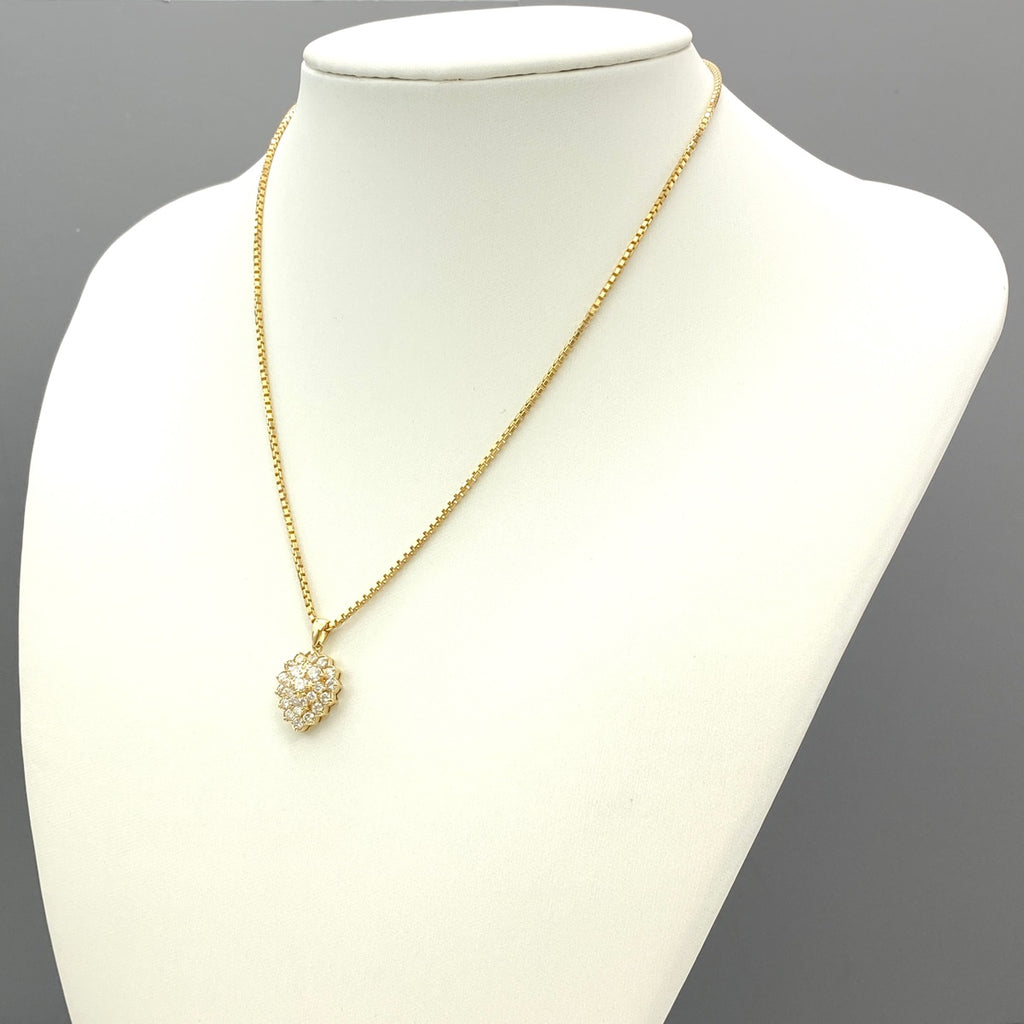 メレダイヤ デザインネックレス YG イエローゴールド ペンダント ネックレス K18 ダイヤモンド レディース 【中古】nbjwl